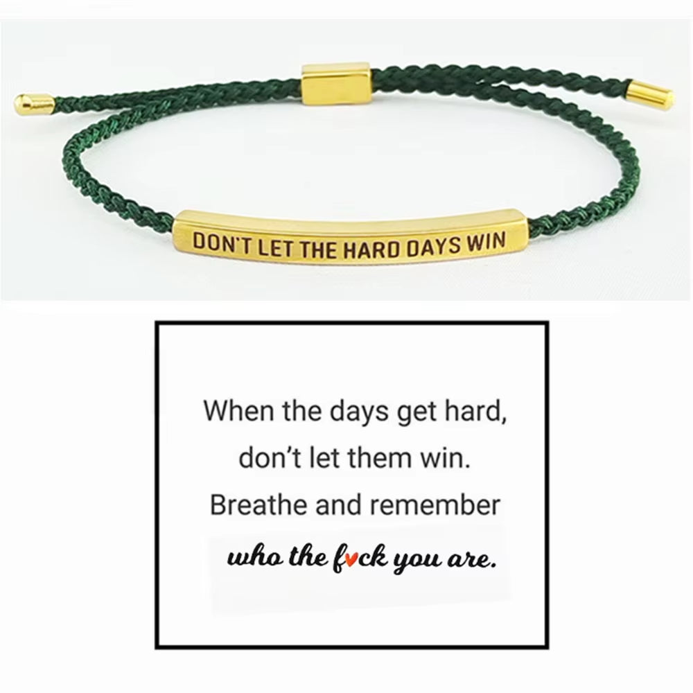 Engraved Don'T Let the Hard Days Win Message Bracelet Friendship Jewelry Stainless Steel Bar Tube Bracelets Christmas Gift