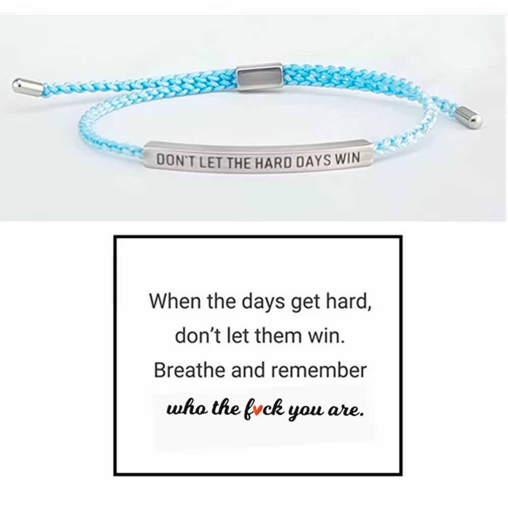 Engraved Don'T Let the Hard Days Win Message Bracelet Friendship Jewelry Stainless Steel Bar Tube Bracelets Christmas Gift