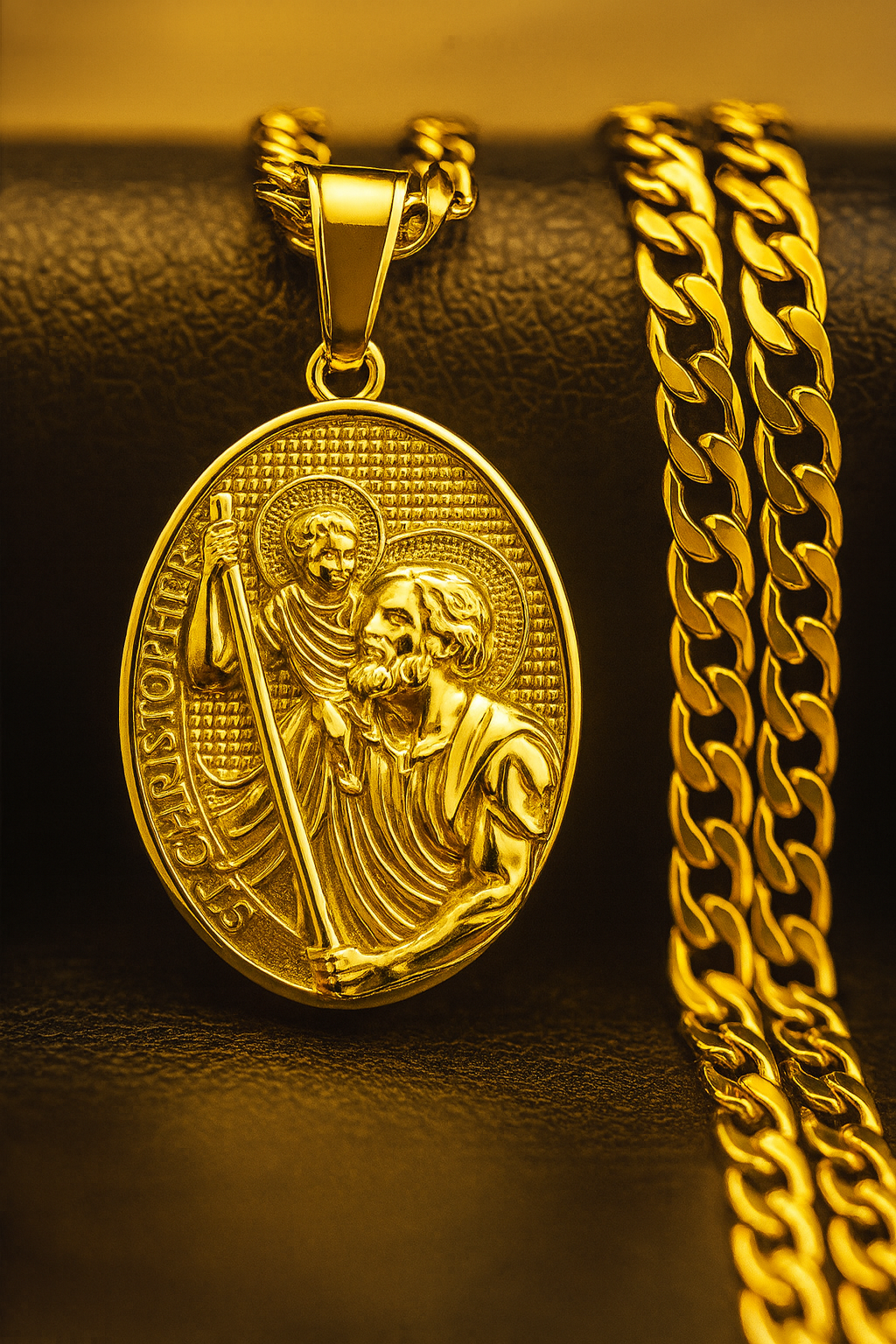 St. Christopher Protection Pendant Necklace – Gold Plated