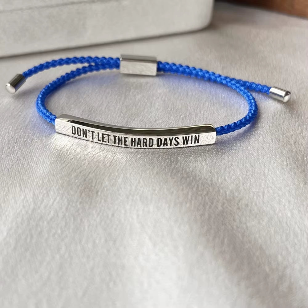 Engraved Don'T Let the Hard Days Win Message Bracelet Friendship Jewelry Stainless Steel Bar Tube Bracelets Christmas Gift