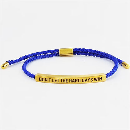 Engraved Don'T Let the Hard Days Win Message Bracelet Friendship Jewelry Stainless Steel Bar Tube Bracelets Christmas Gift