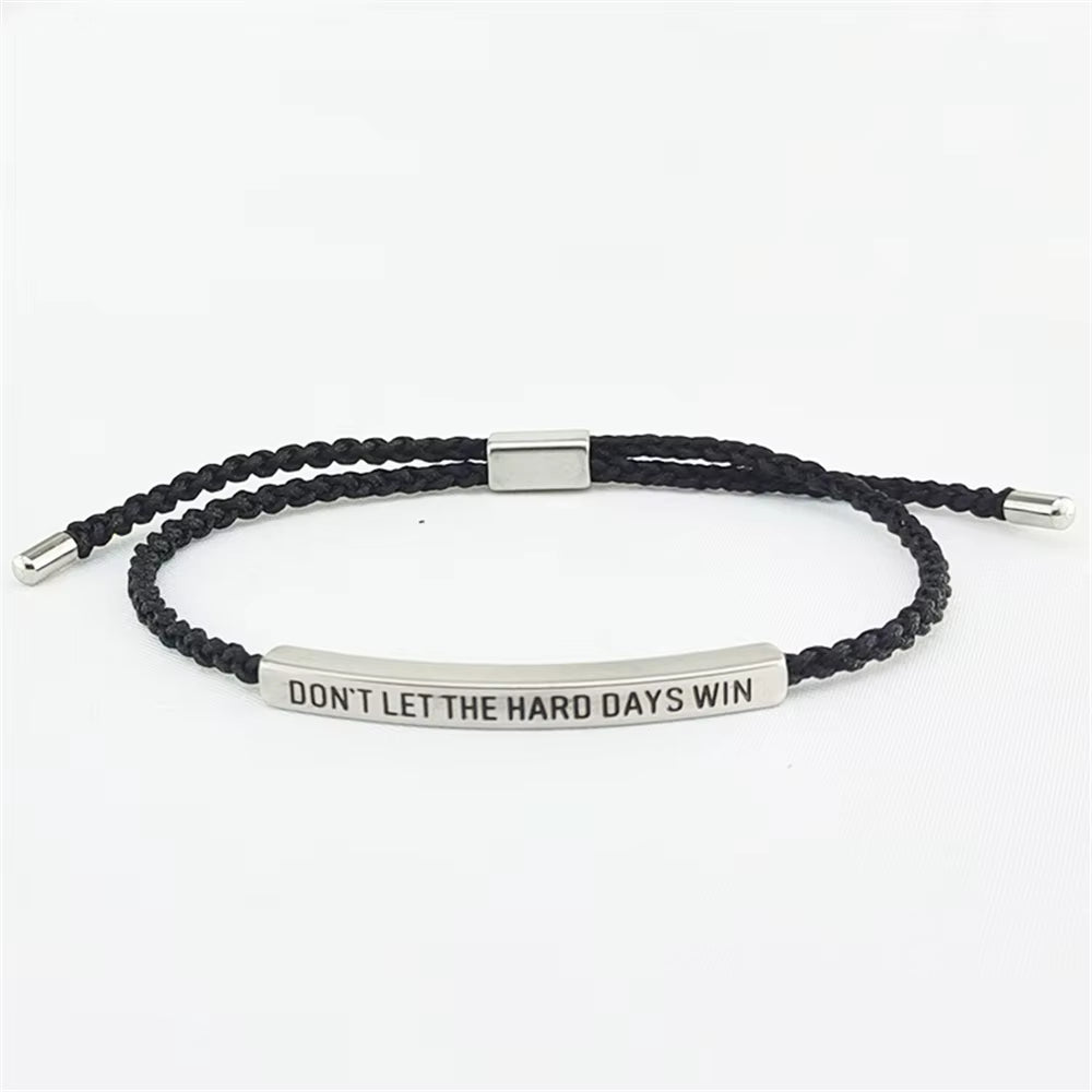 Engraved Don'T Let the Hard Days Win Message Bracelet Friendship Jewelry Stainless Steel Bar Tube Bracelets Christmas Gift