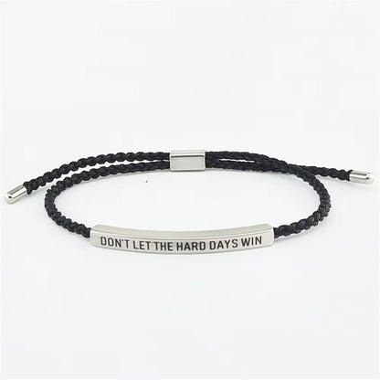 Engraved Don'T Let the Hard Days Win Message Bracelet Friendship Jewelry Stainless Steel Bar Tube Bracelets Christmas Gift