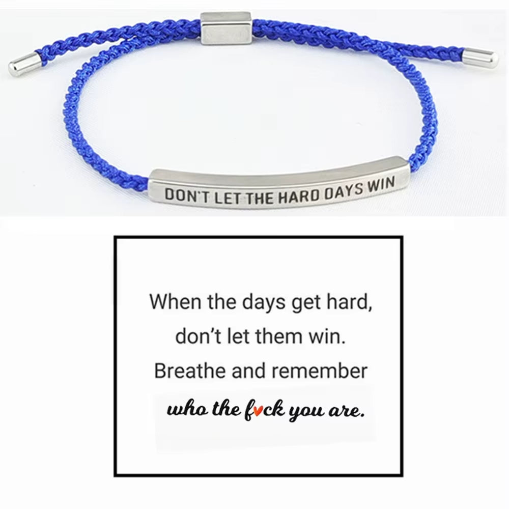Engraved Don'T Let the Hard Days Win Message Bracelet Friendship Jewelry Stainless Steel Bar Tube Bracelets Christmas Gift