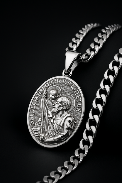 St. Christopher Protection Pendant Necklace – Gold Plated