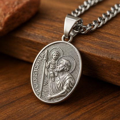 St. Christopher Protection Pendant Necklace – Gold Plated