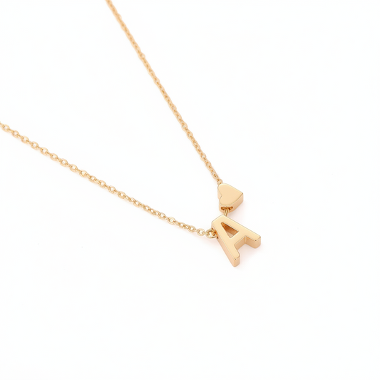 Minimalist Heart Initial Necklace for Women – Gold/Silver Personalised Name Necklace
