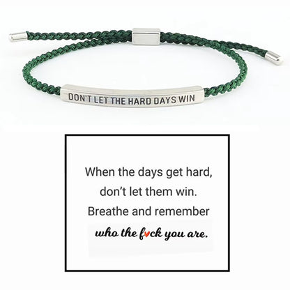 Engraved Don'T Let the Hard Days Win Message Bracelet Friendship Jewelry Stainless Steel Bar Tube Bracelets Christmas Gift