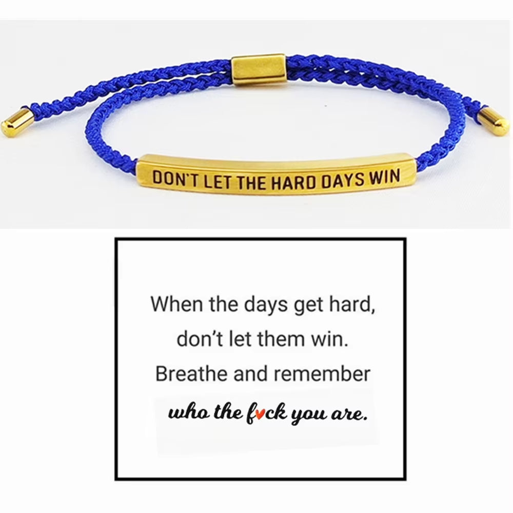 Engraved Don'T Let the Hard Days Win Message Bracelet Friendship Jewelry Stainless Steel Bar Tube Bracelets Christmas Gift