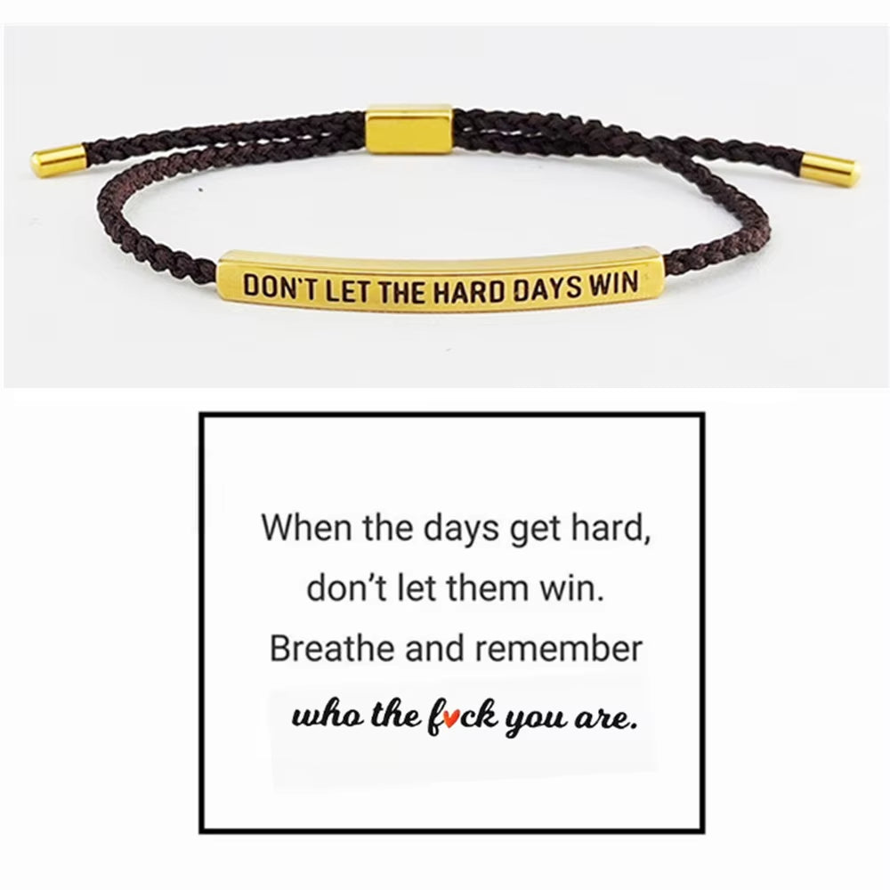 Engraved Don'T Let the Hard Days Win Message Bracelet Friendship Jewelry Stainless Steel Bar Tube Bracelets Christmas Gift