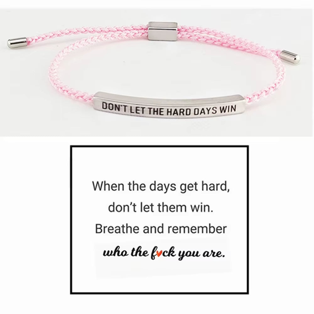 Engraved Don'T Let the Hard Days Win Message Bracelet Friendship Jewelry Stainless Steel Bar Tube Bracelets Christmas Gift