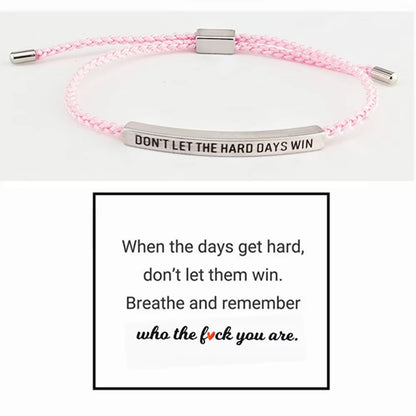Engraved Don'T Let the Hard Days Win Message Bracelet Friendship Jewelry Stainless Steel Bar Tube Bracelets Christmas Gift