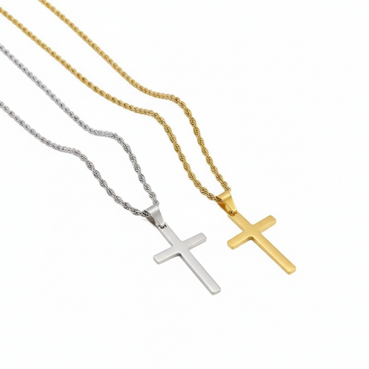 Refined Gold Cross Necklace – Minimalist Unisex Jewellery