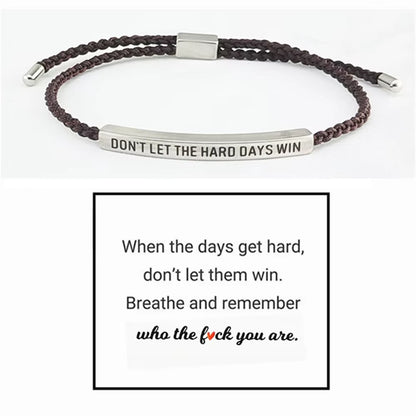 Engraved Don'T Let the Hard Days Win Message Bracelet Friendship Jewelry Stainless Steel Bar Tube Bracelets Christmas Gift