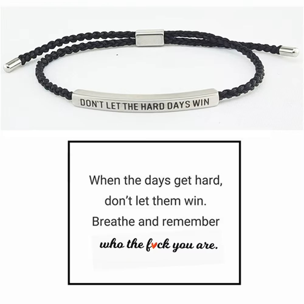 Engraved Don'T Let the Hard Days Win Message Bracelet Friendship Jewelry Stainless Steel Bar Tube Bracelets Christmas Gift
