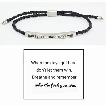 Engraved Don'T Let the Hard Days Win Message Bracelet Friendship Jewelry Stainless Steel Bar Tube Bracelets Christmas Gift