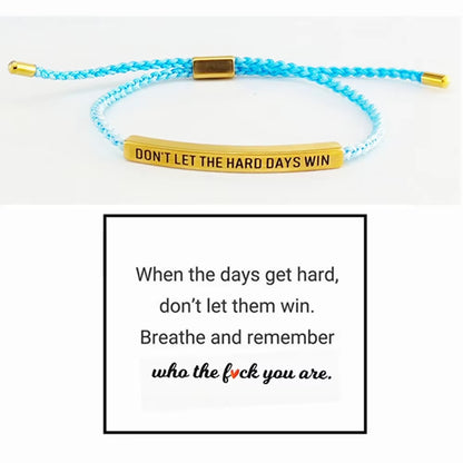 Engraved Don'T Let the Hard Days Win Message Bracelet Friendship Jewelry Stainless Steel Bar Tube Bracelets Christmas Gift