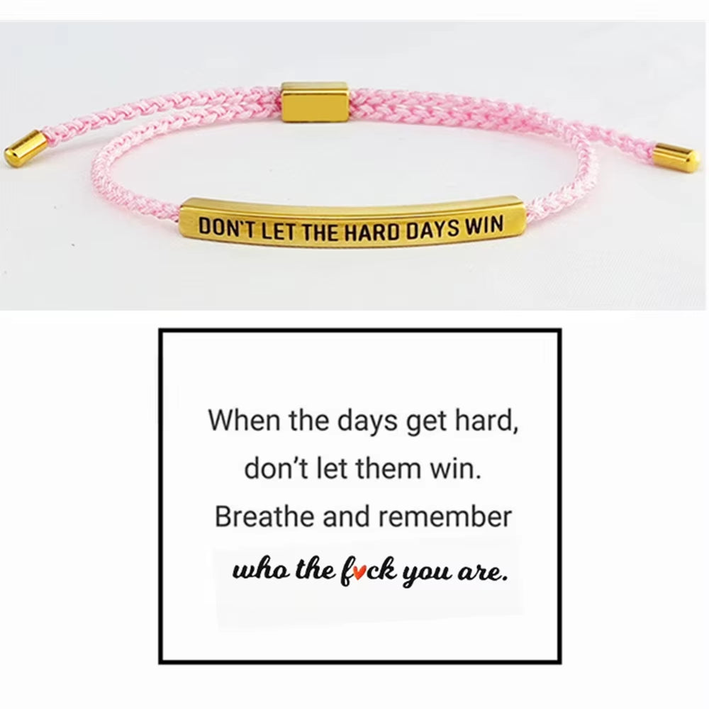Engraved Don'T Let the Hard Days Win Message Bracelet Friendship Jewelry Stainless Steel Bar Tube Bracelets Christmas Gift